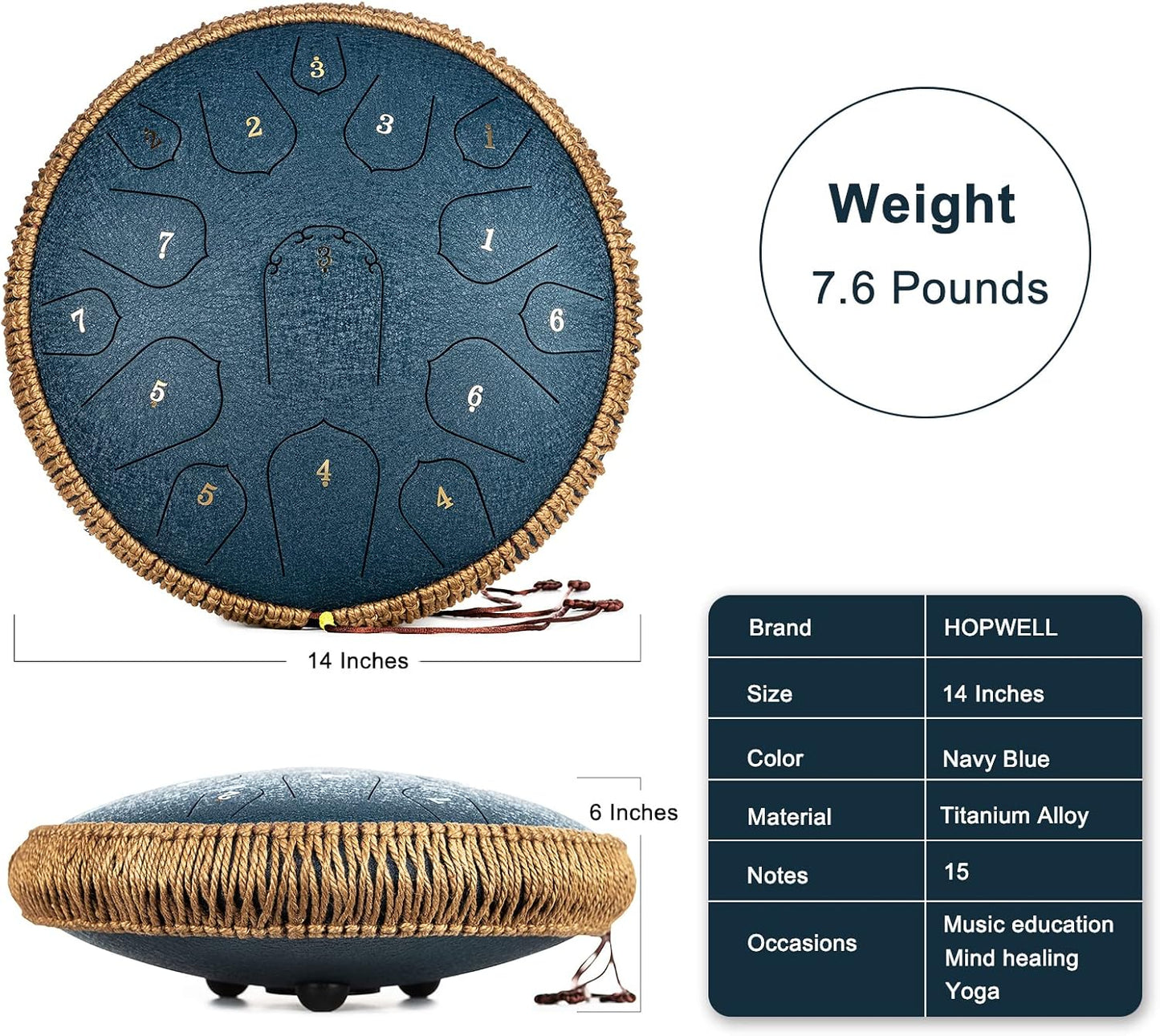 14 Inches 15 Notes Steel Tongue Drum Musical Instruments