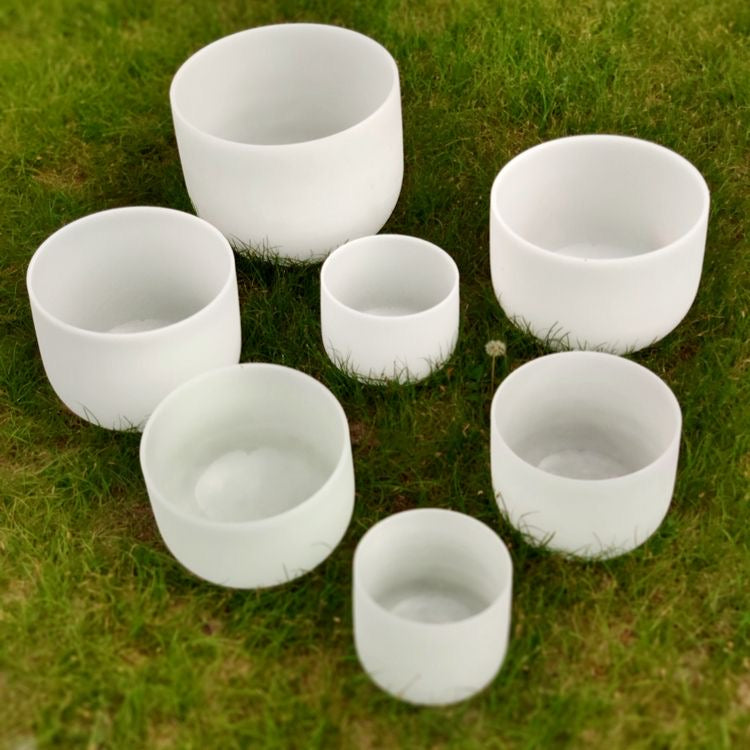 432HZ 6-12 Inch Frosted Quartz Crystal Singing Bowls for Sound Healing