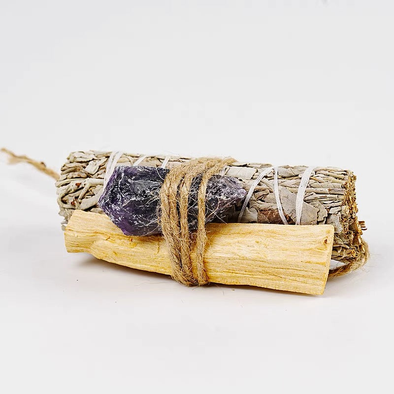 White Sage & Palo Santo Incense Sticks with Healing Crystal