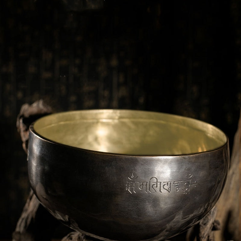 Golden Tibetan Full Moon Healing Singing Bowl 18CM