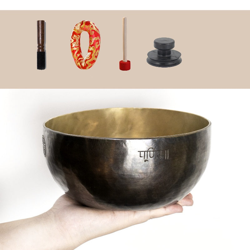 Golden Tibetan Full Moon Healing Singing Bowl 18CM