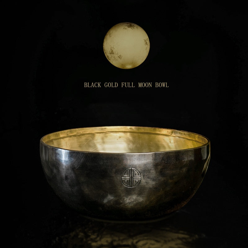 Golden Tibetan Full Moon Healing Singing Bowl 18CM