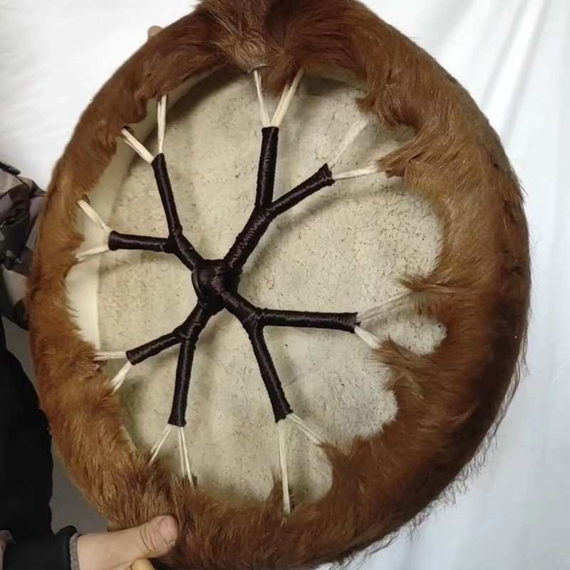 40cm Handmade Fur Ethnic Frame Drum Shamanic Drum